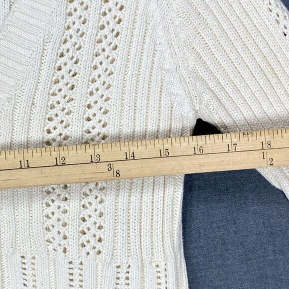 Candies V- Neck Cardigan Womens S Girls XL Ivory Knit Casual Minimalist Sweater - Picture 10 of 15